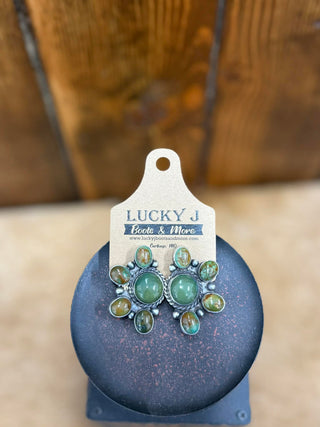 Tatum Earrings-Earrings-LJ Turquoise-Lucky J Boots & More, Women's, Men's, & Kids Western Store Located in Carthage, MO
