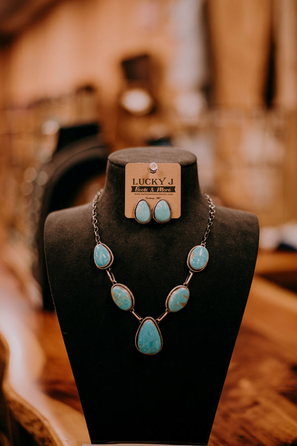 The Shiloh Necklace Set-Necklaces-LJ Turquoise-Lucky J Boots & More, Women's, Men's, & Kids Western Store Located in Carthage, MO