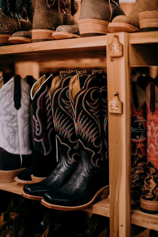 Women's Hyer Leawood Black Cowhide Boot-Women's Boots-HYER Boots-Lucky J Boots & More, Women's, Men's, & Kids Western Store Located in Carthage, MO