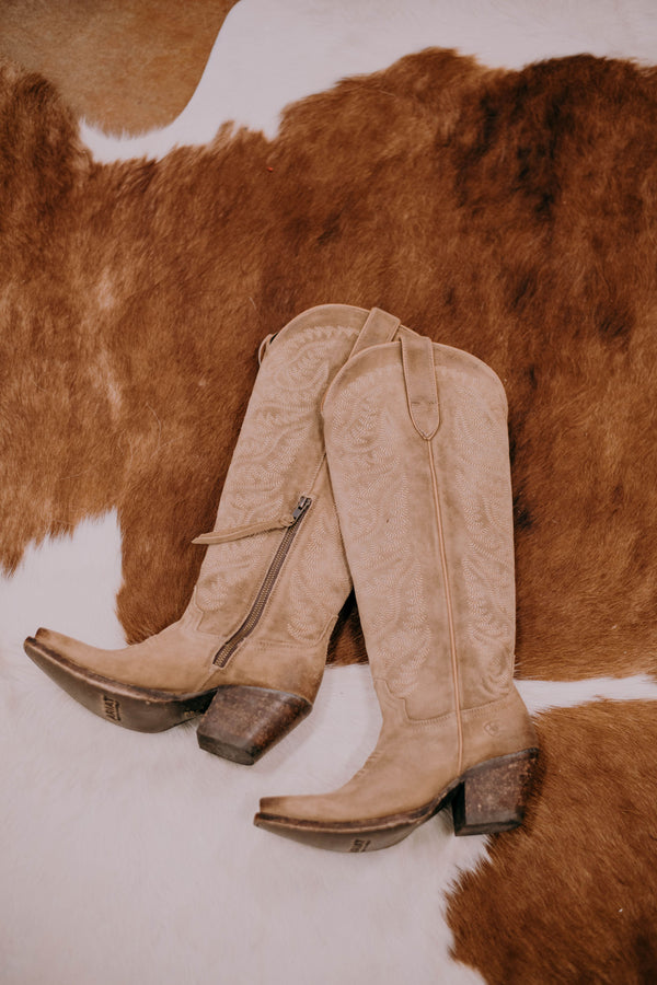 Womens Ariat Laramie Stretchfit Boot in Distressed Dijon Suede-Women's Boots-Ariat-Lucky J Boots & More, Women's, Men's, & Kids Western Store Located in Carthage, MO