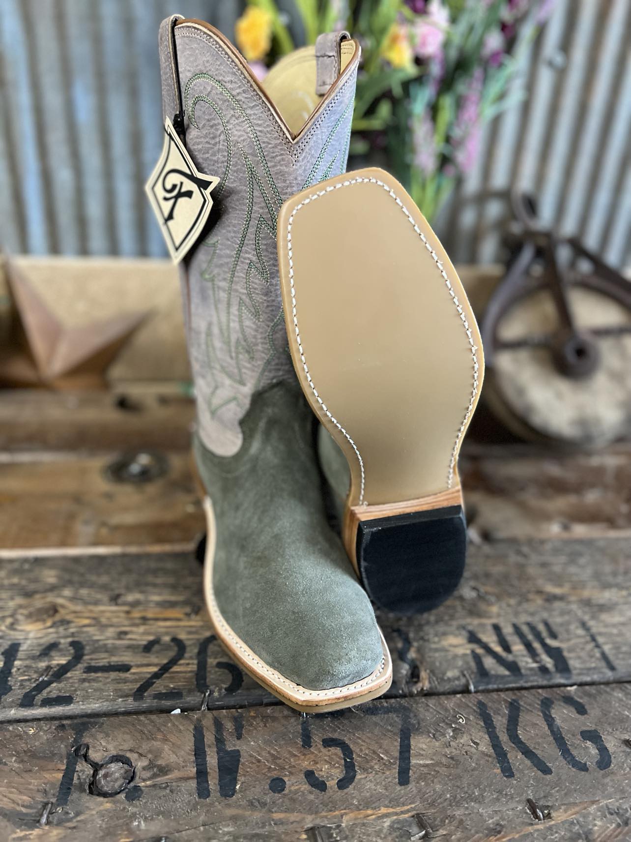 Mens Fenoglio Olive Rough Out Boots-Men's Boots-Fenoglio Boots-Lucky J Boots & More, Women's, Men's, & Kids Western Store Located in Carthage, MO