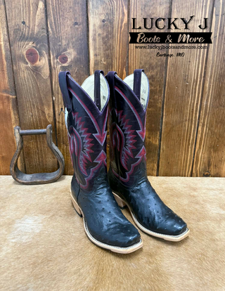 Macie Bean Black Full Quill Ostrich Boot-Women's Boots-Macie Bean-Lucky J Boots & More, Women's, Men's, & Kids Western Store Located in Carthage, MO