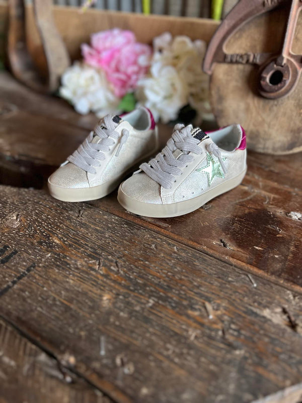 Shu Shop Paula Toddler Sneakers in Distressed Silver-Kids Casual Shoes-Shu Shop-Lucky J Boots & More, Women's, Men's, & Kids Western Store Located in Carthage, MO
