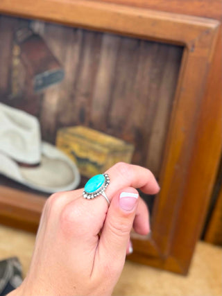 Turquoise ring, S. Cooke jewelry, sterling silver ring, artisan turquoise jewelry, size 8.75 ring, southwestern silver ring, handmade gemstone ring.