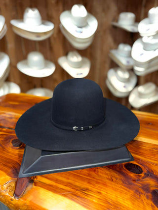 Rodeo King 10X, Black Felt Cowboy Hat, 5 Inch Brim Hat, Open Crown Felt Hat, Premium Western Headwear, Custom Shape Cowboy Hat, Rodeo King Hats