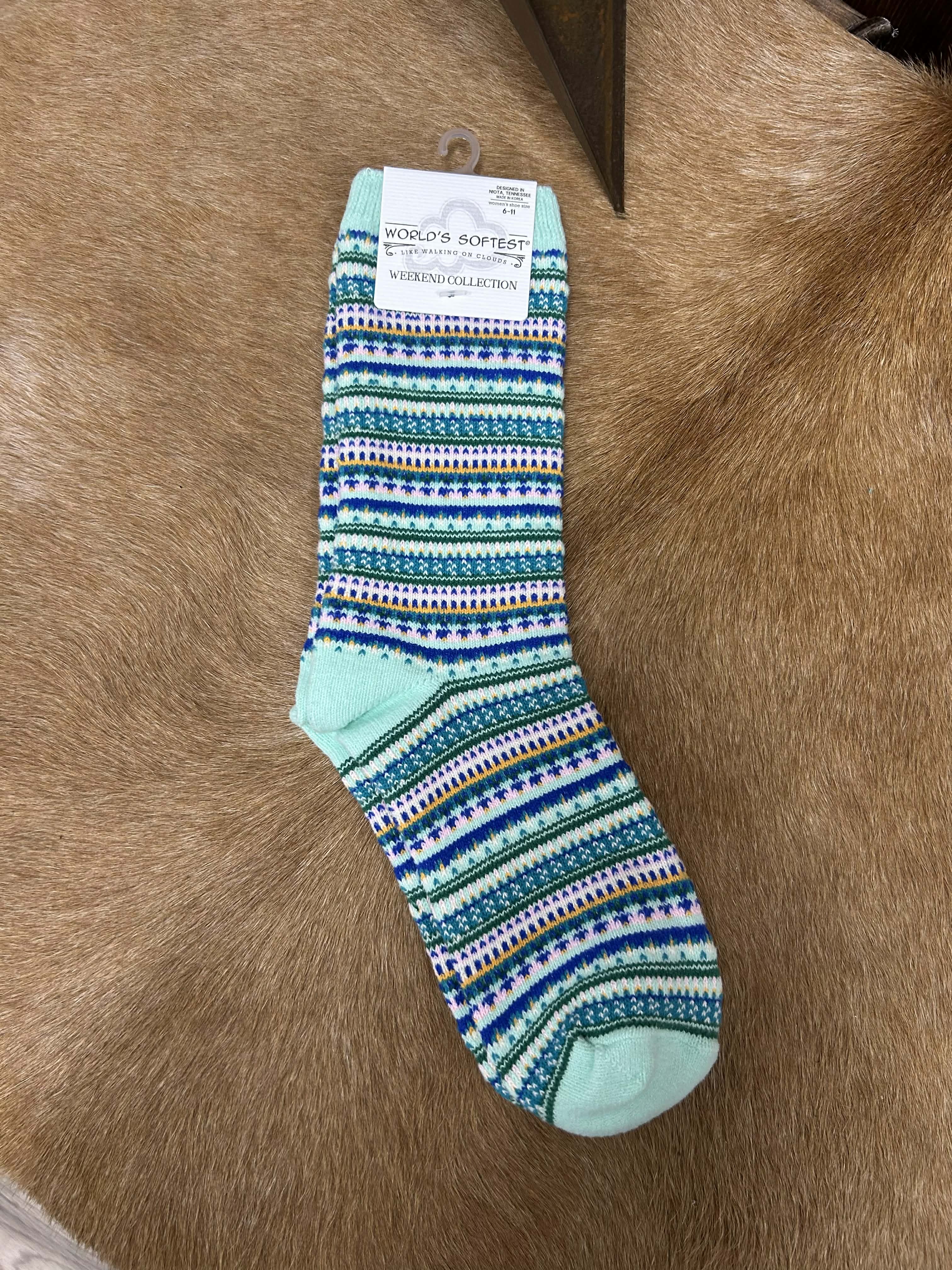Weekend Collection Crew Socks WSBOCRW-Socks-World's Softest Socks-Lucky J Boots & More, Women's, Men's, & Kids Western Store Located in Carthage, MO