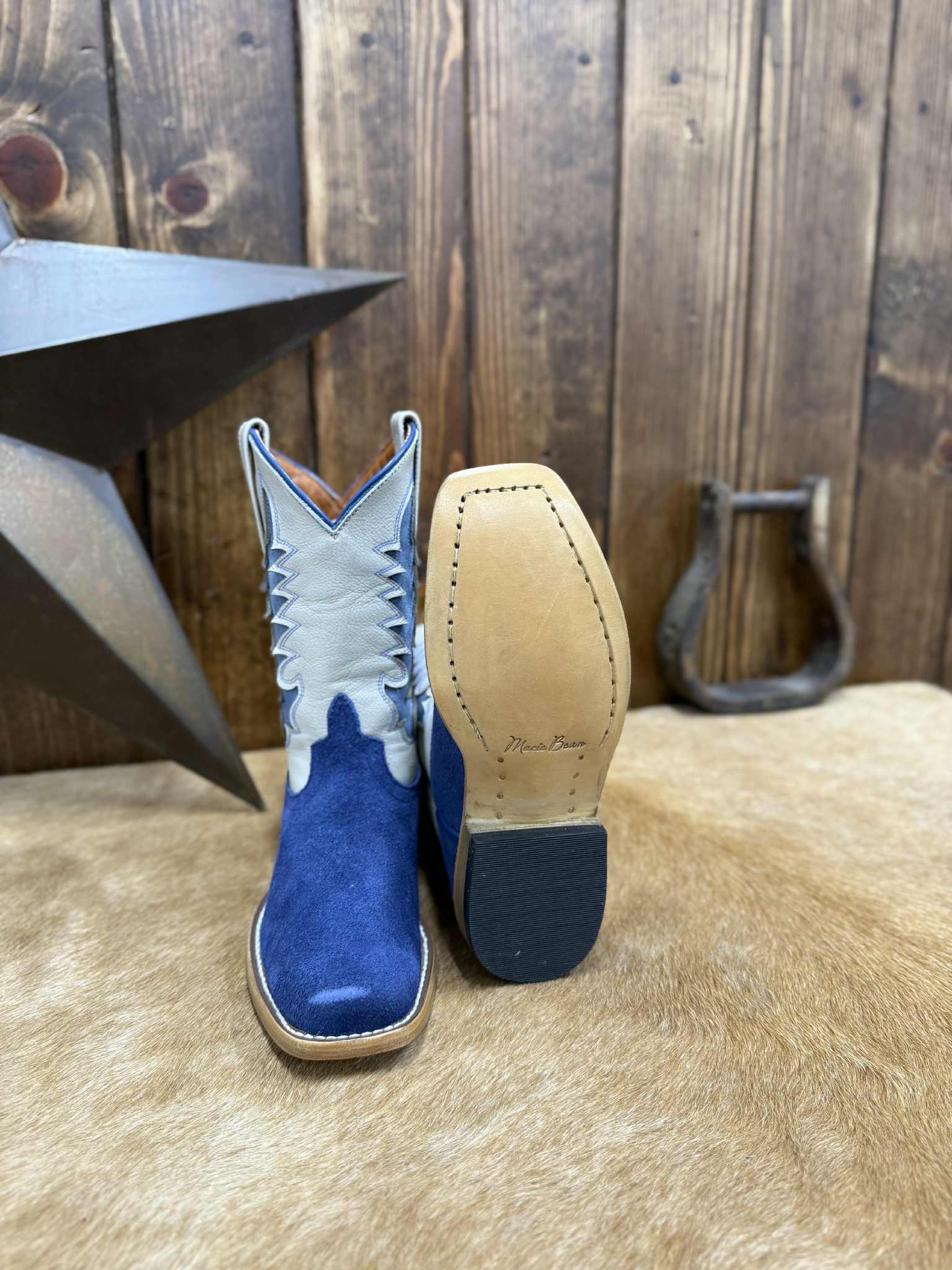 Kid's Macie Bean Blue Suede Boot-Kids Boots-Macie Bean-Lucky J Boots & More, Women's, Men's, & Kids Western Store Located in Carthage, MO