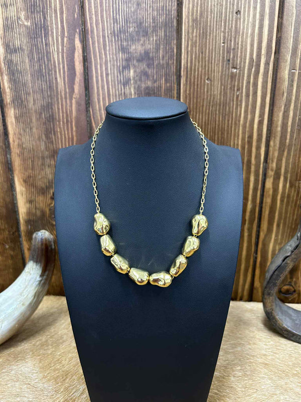 Gold Nugget Necklace-Necklaces-LJ Fashion Jewelry-Lucky J Boots & More, Women's, Men's, & Kids Western Store Located in Carthage, MO