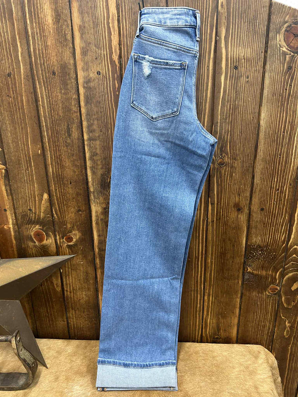 Women's Flying Monkey West High Rise Cuffed Wide Leg Jean-Women's Denim-Flying Monkey-Lucky J Boots & More, Women's, Men's, & Kids Western Store Located in Carthage, MO