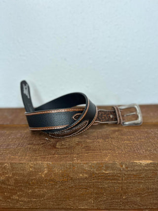 Ariat Brown Floral Tooled and Black Belt-Belts-M & F Western Products-Lucky J Boots & More, Women's, Men's, & Kids Western Store Located in Carthage, MO