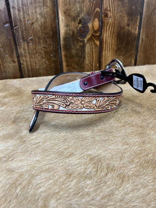 Ariat Red Floral Hand Tooled Kid's Belts-Kids Belts-M & F Western Products-Lucky J Boots & More, Women's, Men's, & Kids Western Store Located in Carthage, MO