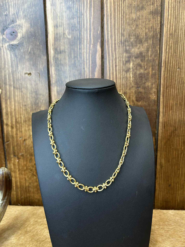 Gold Oval Link Necklace-Necklaces-LJ Fashion Jewelry-Lucky J Boots & More, Women's, Men's, & Kids Western Store Located in Carthage, MO