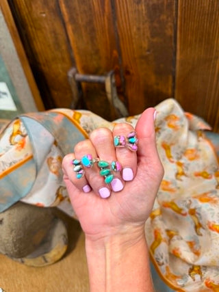 Cotton Candy Turquoise, Sterling Silver Ring, Adjustable Turquoise Ring, Hada Collection, Boho Jewelry, Western Accessories, Pink Turquoise Ring, Pink and Blue Turquoise.