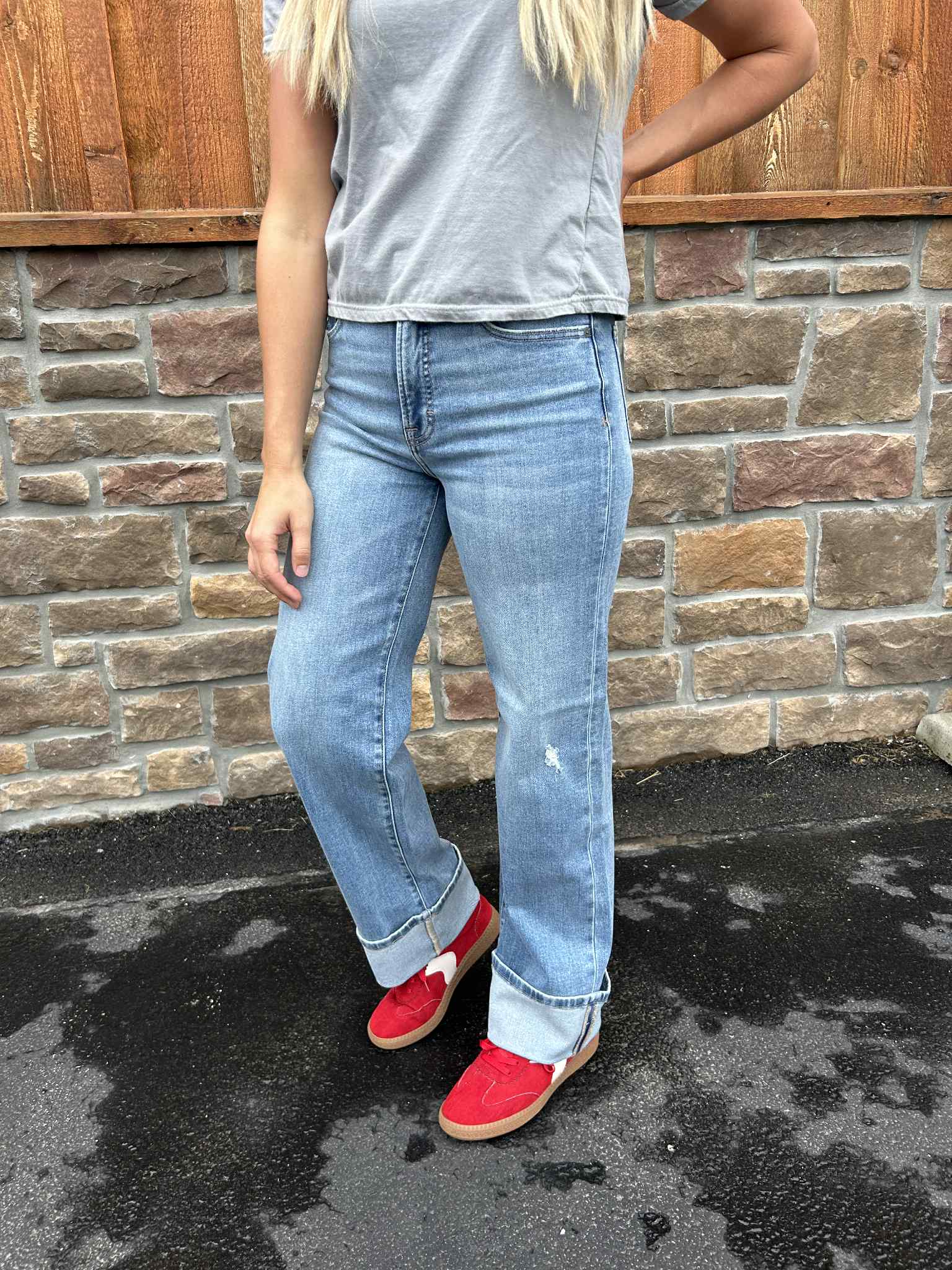 Hidden Gracyn High Rise Straight Leg Cuff Jean-Women's Denim-HIDDEN-Lucky J Boots & More, Women's, Men's, & Kids Western Store Located in Carthage, MO
