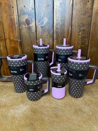 BruMate, Mocha Dot, insulated tumbler, leakproof mug, coffee travel mug, Era Flip, BruMate collection, gift ideas for her, reusable water bottle, Muv mug, Leap tumbler.