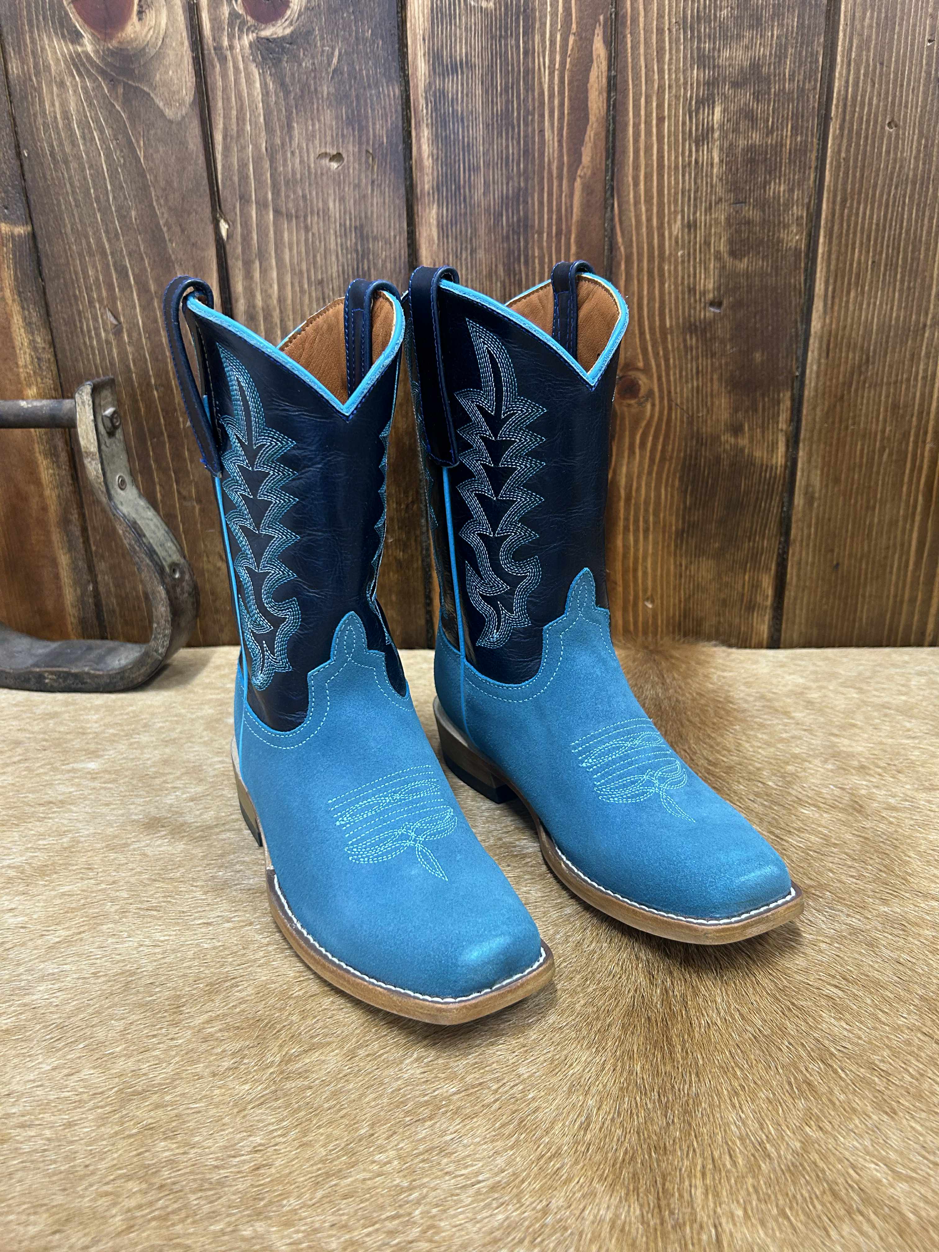 Kid's Macie Bean Turquoise Suede Boot-Kids Boots-Macie Bean-Lucky J Boots & More, Women's, Men's, & Kids Western Store Located in Carthage, MO