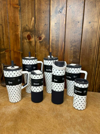 BrüMate, Polka Pearl Collection, insulated tumbler, leak-proof travel mug, stylish water bottle, BrüMate Era, Hopsulator Slim, pearl finish drinkware, triple-insulated cup.