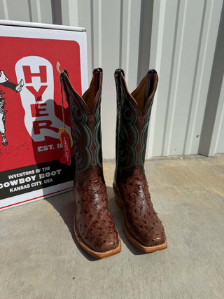 Women's Hyer Colby Tobacco Full Quill Waxy Ostrich Boot