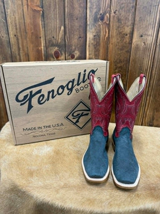 Fenoglio boots, black wild boar boots, red shaft cowboy boots, men's western boots, ranch tough sole, handmade cowboy boots, Texas boot makers, wild boar leather.