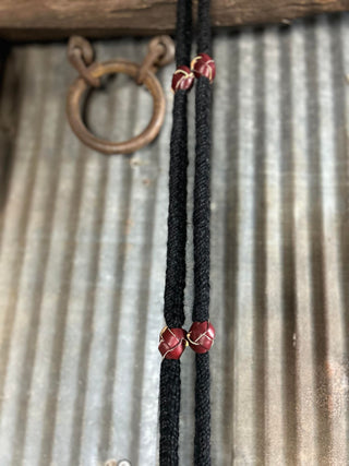 Braided Black Mohair Barrel Reins W/ Knots-Reins-Equibrand-Lucky J Boots & More, Women's, Men's, & Kids Western Store Located in Carthage, MO