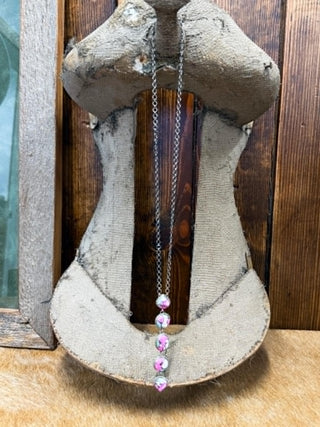 Vida Necklace, Cotton Candy Turquoise, Pink Turquoise Jewelry, Sterling Silver Necklace, Western Jewelry, Handcrafted Silver, D&D Stamped Jewelry, Boho Statement Necklace