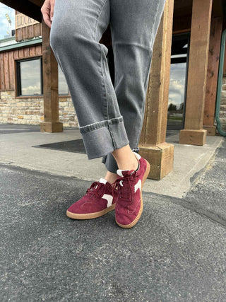 Corkys Spoiler Alert Sneakers in Wine Faux Suede-Women's Casual Shoes-Corkys Footwear-Lucky J Boots & More, Women's, Men's, & Kids Western Store Located in Carthage, MO