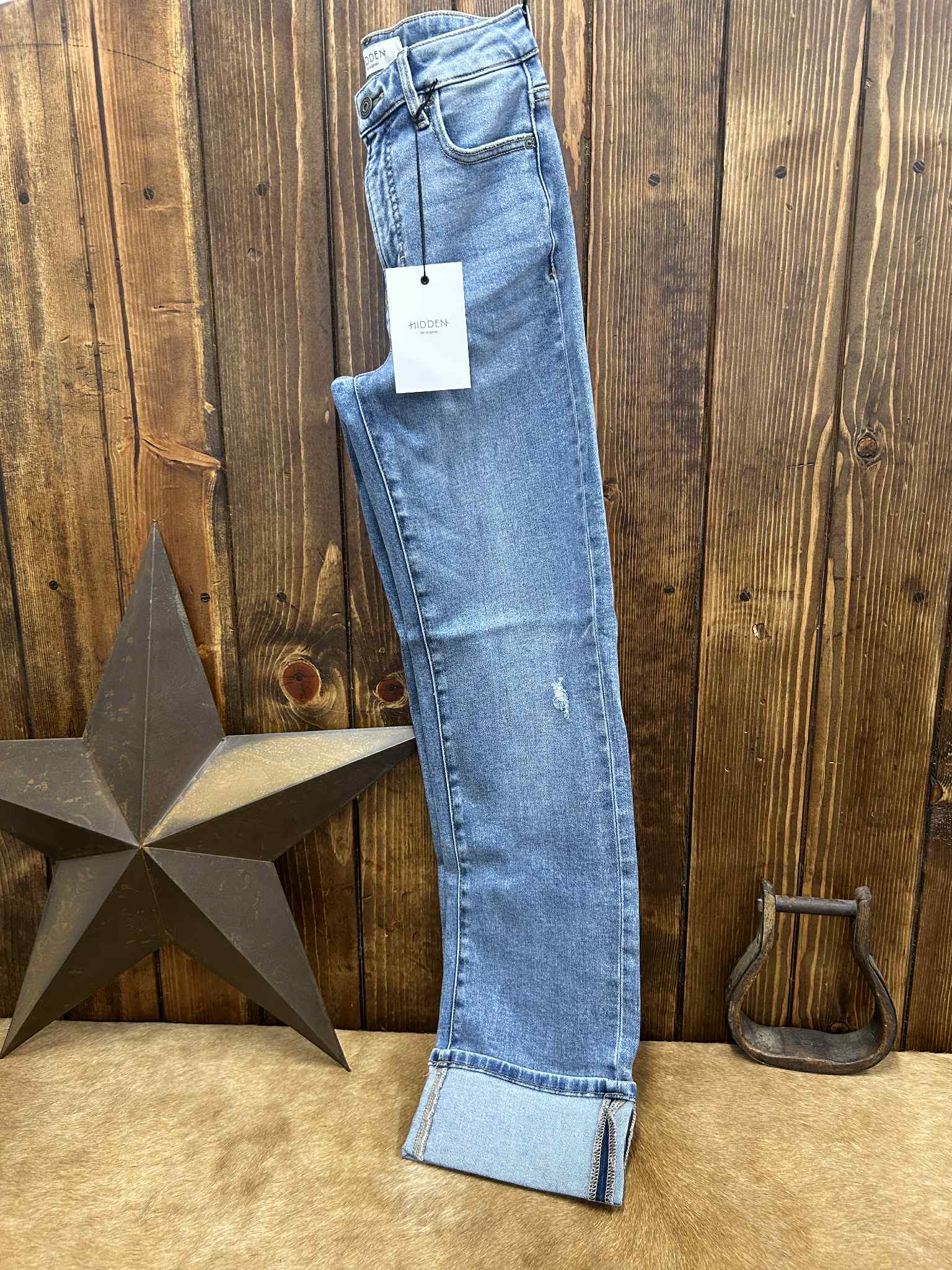 Hidden Gracyn High Rise Straight Leg Cuff Jean-Women's Denim-HIDDEN-Lucky J Boots & More, Women's, Men's, & Kids Western Store Located in Carthage, MO