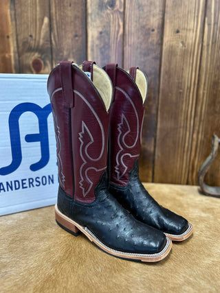 Women's Anderson Bean Black Full Quill Ostrich Boot-Women's Boots-Anderson Bean-Lucky J Boots & More, Women's, Men's, & Kids Western Store Located in Carthage, MO