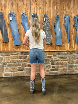 Women's Levi's 501 Mid Thigh Shorts-Women's Denim-Levi's-Lucky J Boots & More, Women's, Men's, & Kids Western Store Located in Carthage, MO