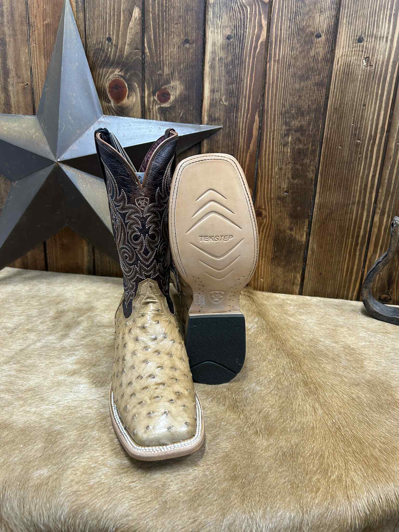 Men's Ariat Classic Cash Tan Full Quill Ostrich Boot-Men's Boots-Ariat-Lucky J Boots & More, Women's, Men's, & Kids Western Store Located in Carthage, MO