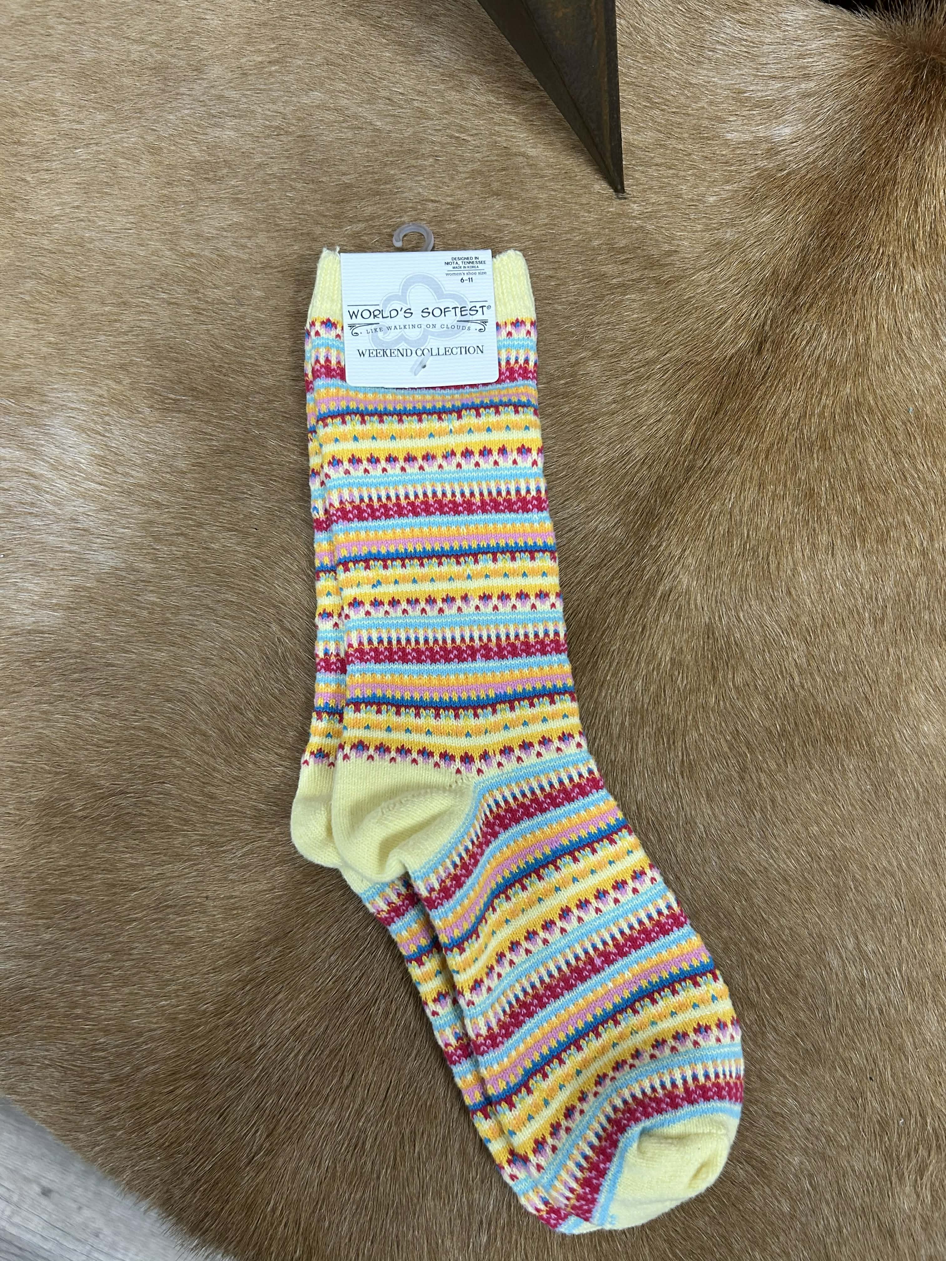 Weekend Collection Crew Socks WSBOCRW-Socks-World's Softest Socks-Lucky J Boots & More, Women's, Men's, & Kids Western Store Located in Carthage, MO