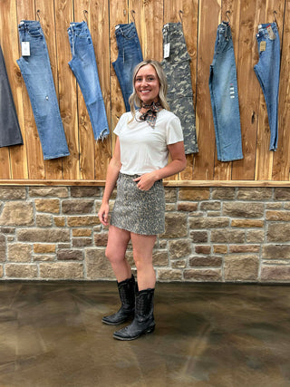 Women's Hidden Peyton High Rise Cheetah Skirt-Women's Denim-HIDDEN-Lucky J Boots & More, Women's, Men's, & Kids Western Store Located in Carthage, MO