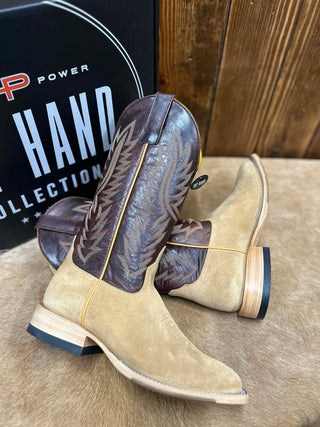 Men's Horse Power Tan Crazy Roughout Square Toe Boot-Men's Boots-Horse Power-Lucky J Boots & More, Women's, Men's, & Kids Western Store Located in Carthage, MO