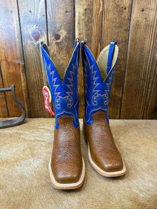 Men's Western Boots, Hyer Kincaid Rye, Shrunken Bull Hide Boots, Cowboy Boots, Blue Leather Western Boots, 13-inch Cowboy Boots, Durable Work Boots