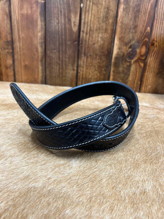 Circle SH Black Diamond Tooled Belt-Belts-WESTERN FASHION ACCESSORIES-Lucky J Boots & More, Women's, Men's, & Kids Western Store Located in Carthage, MO
