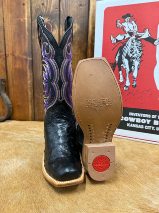 Women's Hyer Colby Black Classic Full Quill Ostrich Boot