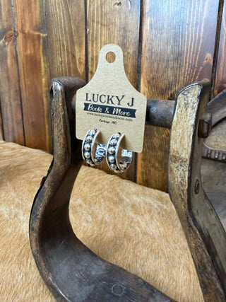 Sterling silver earrings, ball hoop earrings, beaded silver hoops, western jewelry, dainty hoops, Lucky J jewelry, Grace earrings, minimalist silver jewelry.