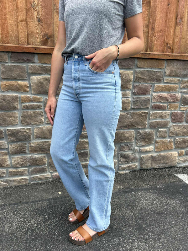 Levi's Ribcage Full Length Straight Leg in Light Wash-Women's Denim-Levi's-Lucky J Boots & More, Women's, Men's, & Kids Western Store Located in Carthage, MO