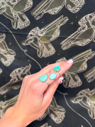 Jasmine Ring, Turquoise Ring, Sterling Silver Ring, S. Cooke Jewelry, Southwestern Rings, Artisan Turquoise Jewelry, Hand-stamped Silver