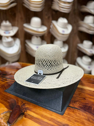 Rodeo King Open Crown Jute 4 1/2" Brim Flat Straw Hat-Straw Cowboy Hats-Rodeo King-Lucky J Boots & More, Women's, Men's, & Kids Western Store Located in Carthage, MO