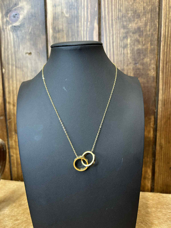 Double Ring Necklace-Necklaces-LJ Fashion Jewelry-Lucky J Boots & More, Women's, Men's, & Kids Western Store Located in Carthage, MO