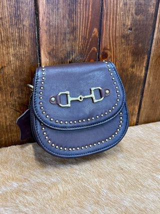 American Darling Lynda, Western Leather Handbag, Equestrian Crossbody Bag, Riveted Leather Purse, Designer Western Handbag, Brown Leather Crossbody, Western Fashion Accessories