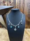 Sterling Silver Charm Necklaces-Necklaces-LJ Turquoise-Lucky J Boots & More, Women's, Men's, & Kids Western Store Located in Carthage, MO