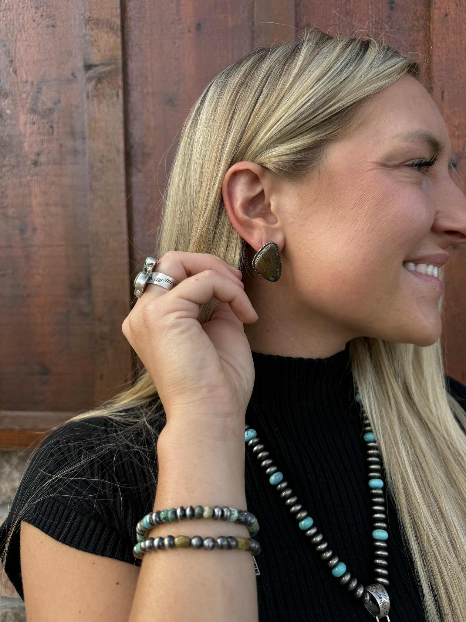 The Eva Earring-Earrings-LJ Turquoise-Lucky J Boots & More, Women's, Men's, & Kids Western Store Located in Carthage, MO