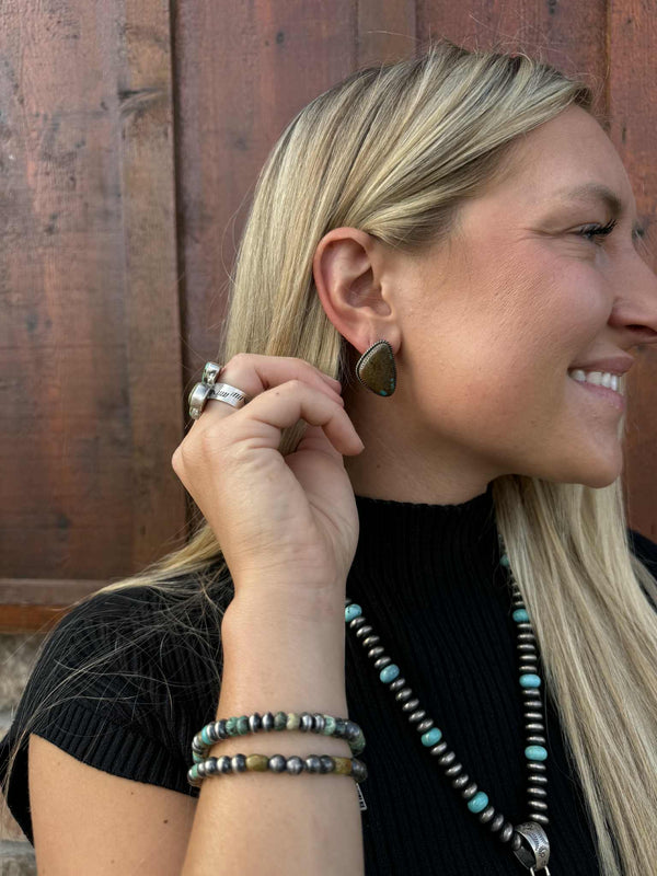 The Eva Earring-Earrings-LJ Turquoise-Lucky J Boots & More, Women's, Men's, & Kids Western Store Located in Carthage, MO