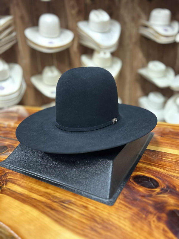 Resistol 100X Black Open Crown Felt Hat 4 1/4" Brim-Felt Cowboy Hats-Resistol-Lucky J Boots & More, Women's, Men's, & Kids Western Store Located in Carthage, MO