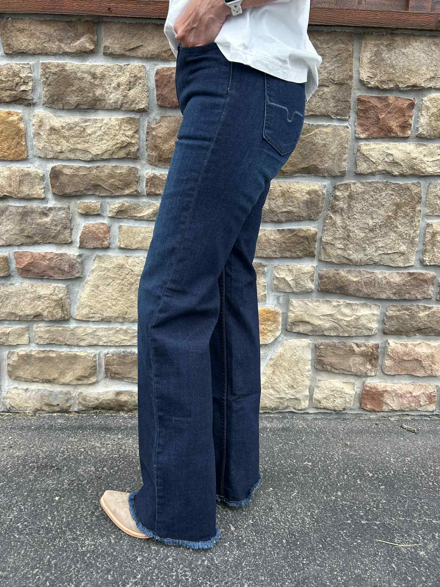 Kimes Ranch Olivia Dark Wash High Rise Wide Leg Jean-Women's Denim-Kimes Ranch-Lucky J Boots & More, Women's, Men's, & Kids Western Store Located in Carthage, MO