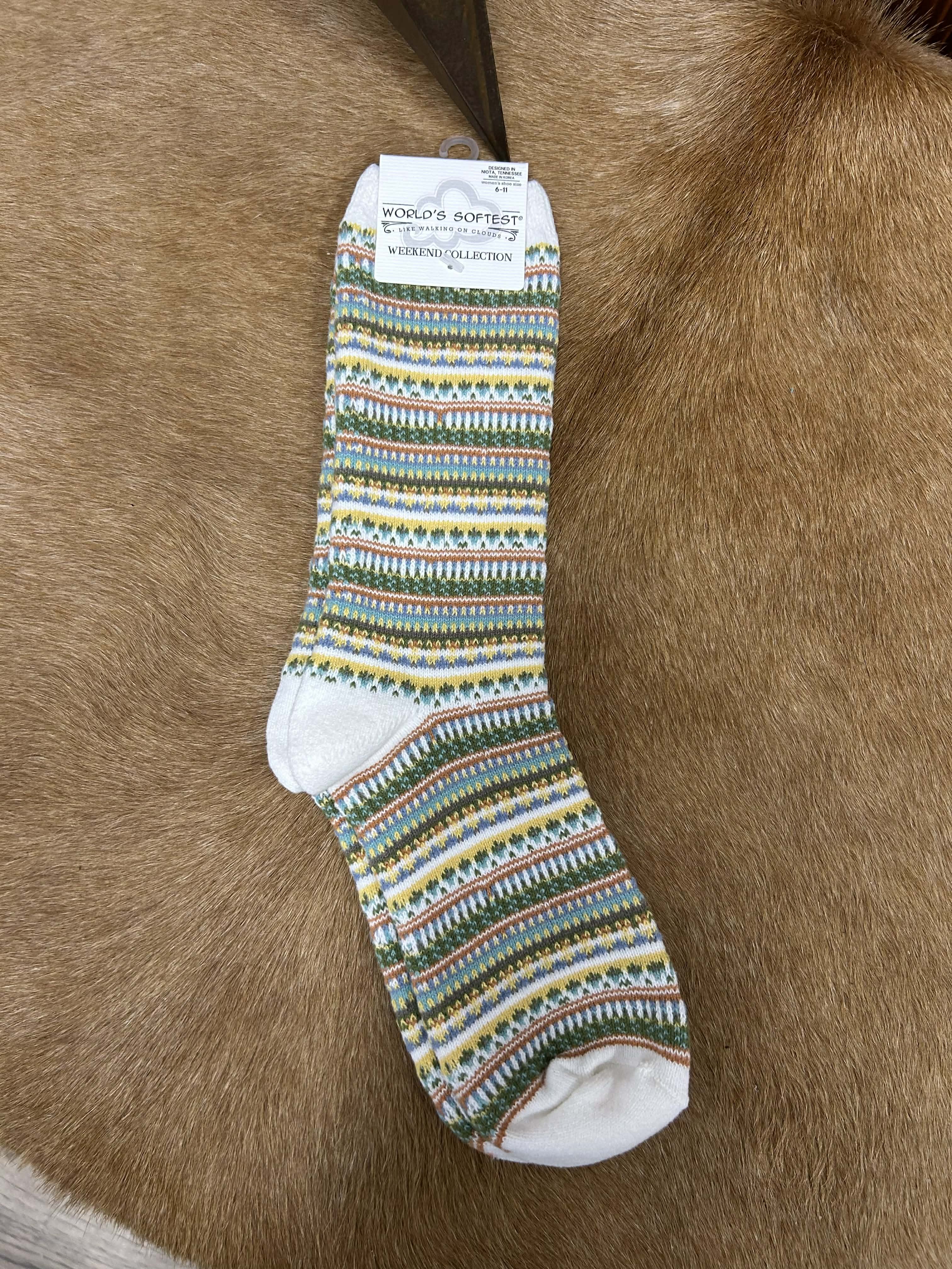 Weekend Collection Crew Socks WSBOCRW-Socks-World's Softest Socks-Lucky J Boots & More, Women's, Men's, & Kids Western Store Located in Carthage, MO