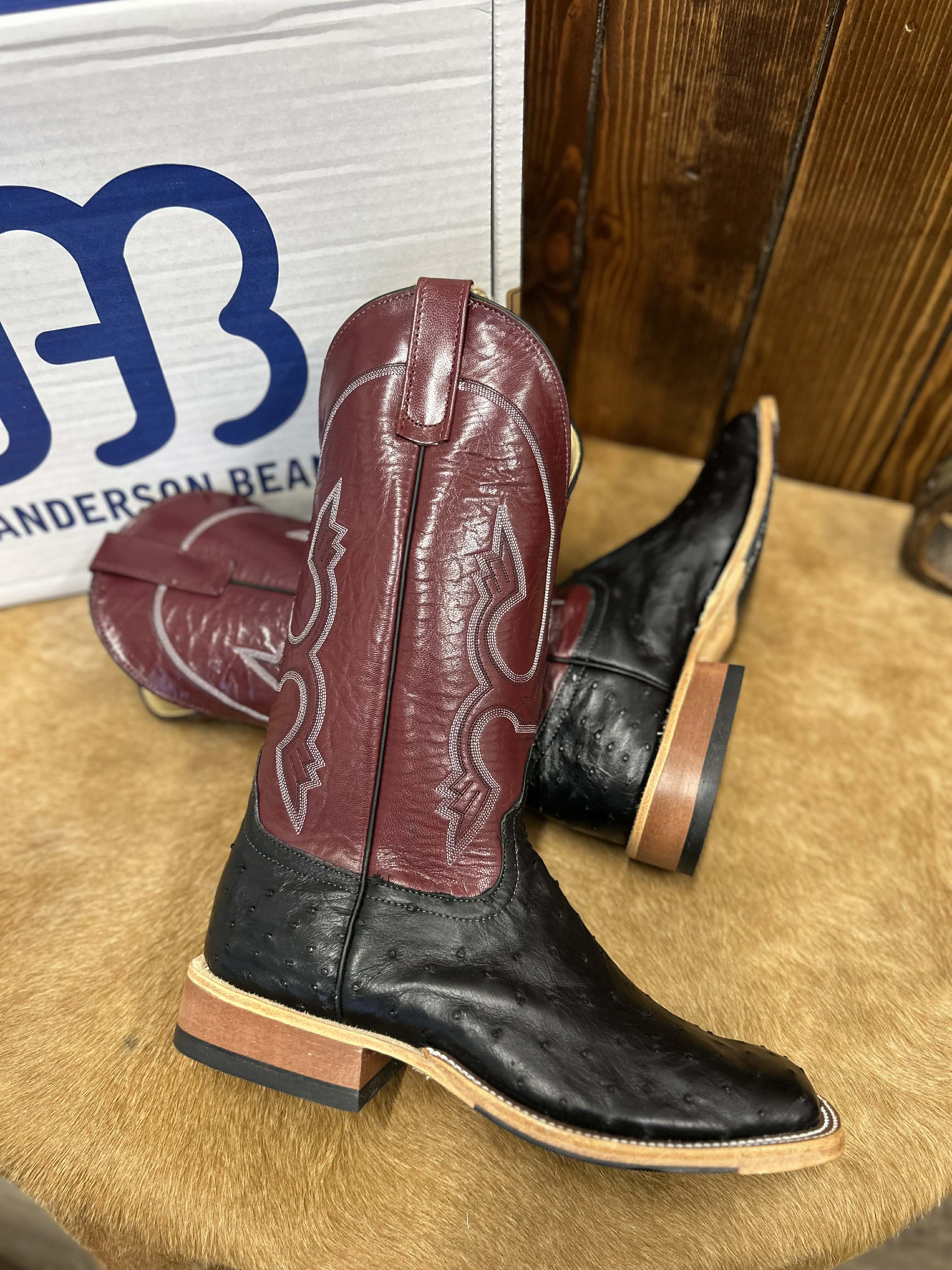 Men's Anderson Bean Black Full Quill Ostrich Boot-Men's Boots-Anderson Bean-Lucky J Boots & More, Women's, Men's, & Kids Western Store Located in Carthage, MO