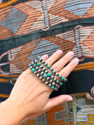Navajo Pearl Bracelet, Turquoise Jewelry, Handcrafted Southwestern Bracelet, Authentic Navajo Jewelry, Sterling Silver Pearls, Artisan Turquoise Bracelet, Mabel Bracelet.